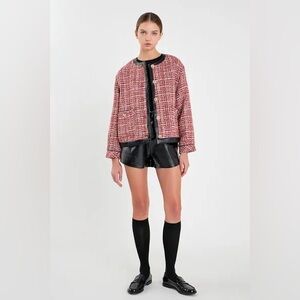 English Factory Red and White Tweed Blazer